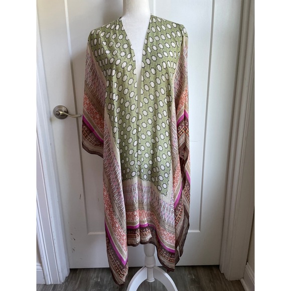 One Hundred Stars Other - One Hundred Stars Moorish Green Throwover Kimono Beach Viscose‎ Resort Boho OS